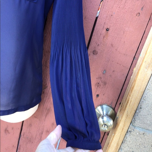 Freebird Navy Blue Sheer Long Sleeve Top - Picture 2 of 4